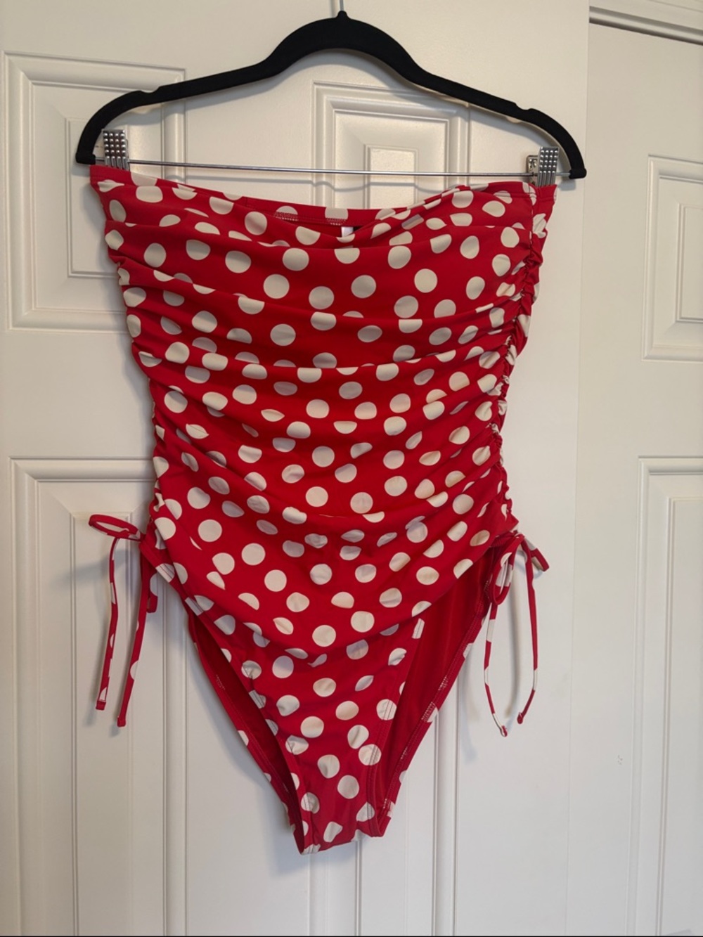 J. Crew Red and White Polka Dot One-Piece Swimsuit